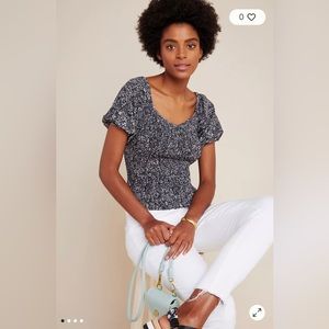 Anthropologie Aurelia Smocked Floral Top